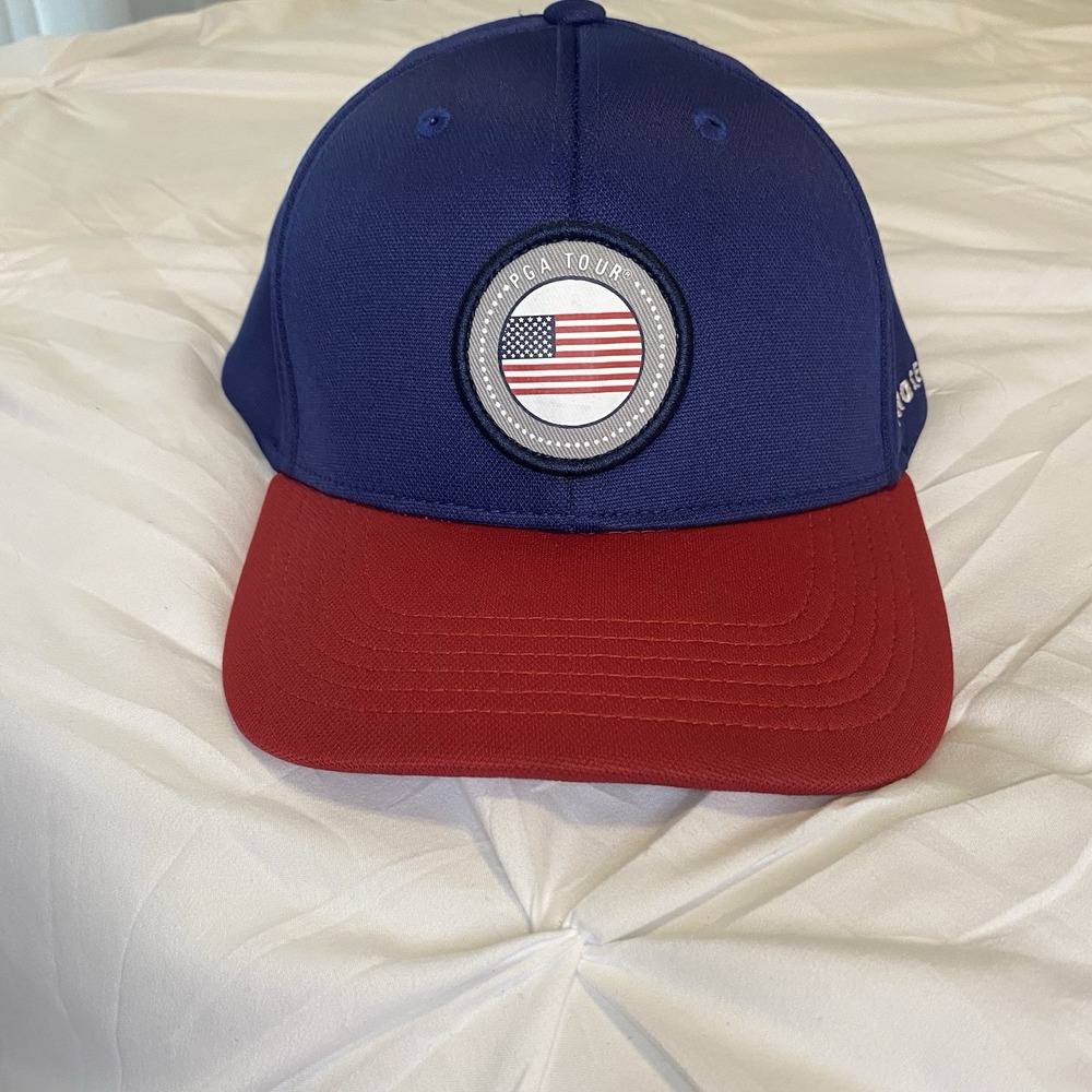 PGA Tour Pro Series Hat‎ Mens Blue Red American Flag USA Golf Baseball Cap